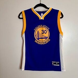 Authentic NBA Golden State Warriors Steph Curry #30 Blue & Yellow Jersey Youth M